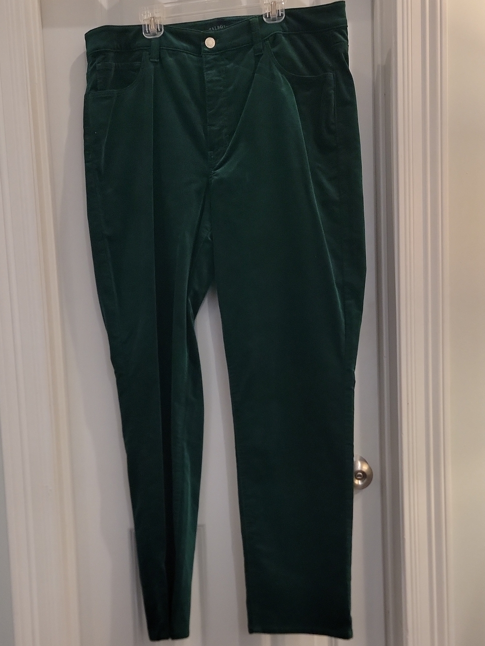 Talbots Forest Green Velvet Straight-Leg Pants